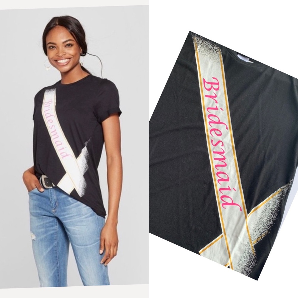 Bridesmaid T-shirt Modern Lux Black Sz S